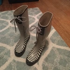 Chooka Rain Boots - Navy and Cream Stripes